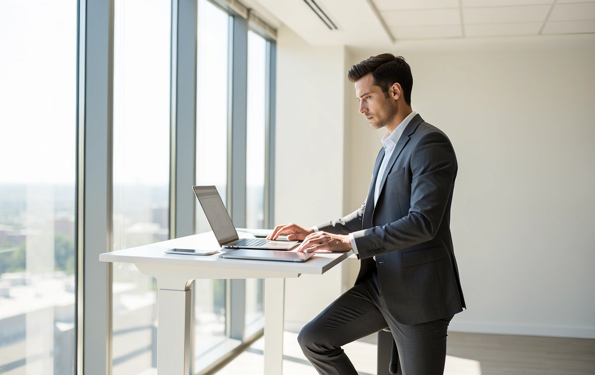 Profesional manteniendo una postura activa en oficina